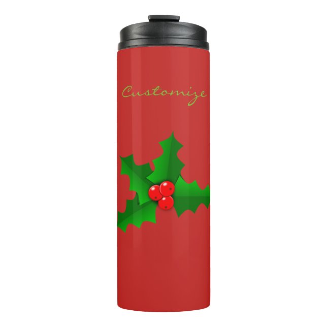 Weihnachten Grün und Rot heilige Thunder_Cove Thermosbecher (Vorderseite)