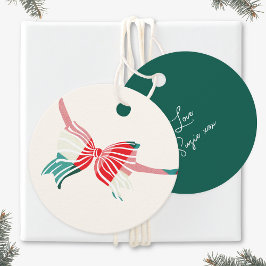 Weihnachten Grün und Rot Kariert getickt mit Bow U Geschenkanhänger