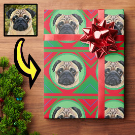 Weihnachten Grün und Rot mit Ihrem Foto Geschenkpapier