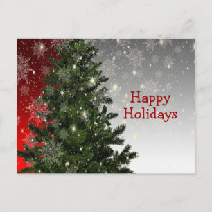 Weihnachten Grüne Bäume Rot Silver Gruß Urlaub Postkarte