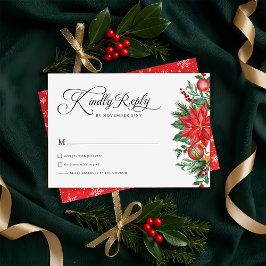 Weihnachten Grüne Blumenstrauß Hochzeit RSVP Karte