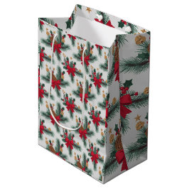 Weihnachten Grüne Garland Red Rows Gold Akzent Grü Mittlere Geschenktüte