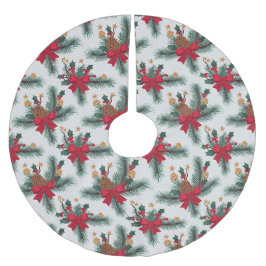 Weihnachten Grüne Garland Red Rows Gold Akzent Grü Polyester Weihnachtsbaumdecke