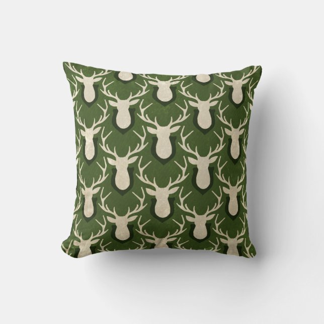 Weihnachten Grüne Hirsche Waldkissen Kissen (Vorderseite)