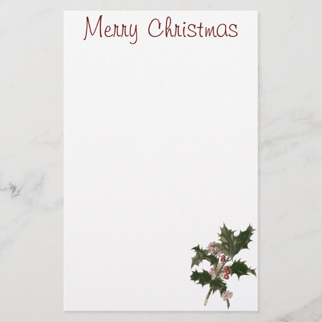 Weihnachten, Grüne Holly-Pflanze mit Berries Briefpapier (Vorderseite)
