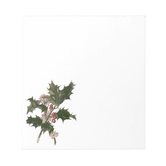 Weihnachten, Grüne Holly-Pflanze mit Berries Notizblock (Vorderseite)