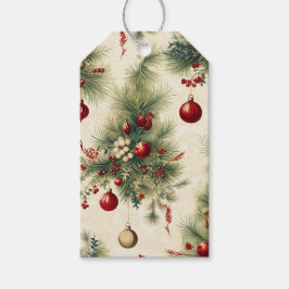 Weihnachten Grüne Kiefer, Rote Ornamente Geschenkanhänger