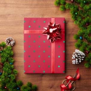Weihnachten Grüne Satin Punkte Rot Elegante Weihna Geschenkpapier