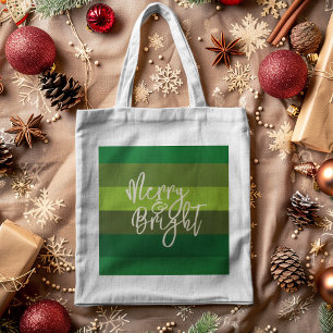Weihnachten Grüne Streifen frohe und helle Ferien Tragetasche