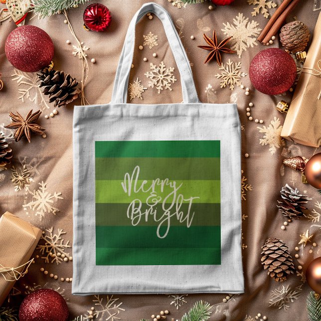 Weihnachten Grüne Streifen frohe und helle Ferien Tragetasche (Von Creator hochgeladen)