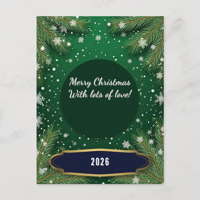 Weihnachten Grüner Hintergrund mit Kiefernzweigen (Vorderseite)