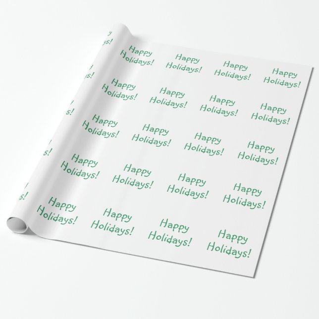 Weihnachten Grüner Schriftart Happy Holidays Wünsc Geschenkpapier (Ungerollt)