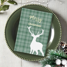 Weihnachten Grüner Tartan und Hirsch