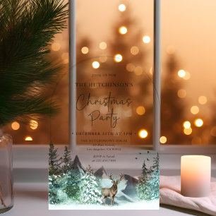 Weihnachten Grüner Wasserfarbenwald Urlaub Acryleinladungen