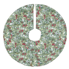 Weihnachten Grüntöne, Pine Cones & Berries Wasserf Leinenimitat Weihnachtsbaumdecke