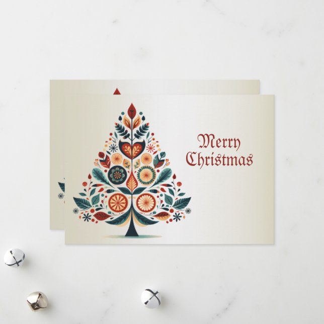 Weihnachten Gruß farbenfrohe Bäume (Vorderseite/Rückseite Beispiel)