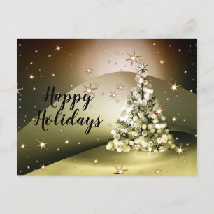 Weihnachten Gruß Goldener Baum Shiny Sparkle Stars Postkarte