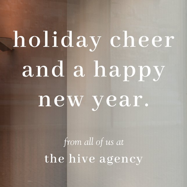 Weihnachten | Gruß von Unternehmen Fensteraufkleber (Professional holiday vinyl decal with custom company name and festive seasonal message)