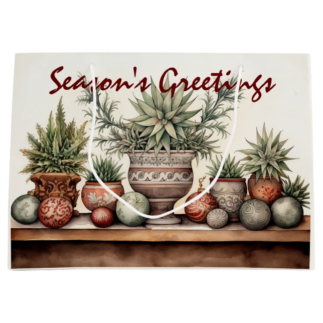Weihnachten - Grüße der Saison gepostete Sukkulent Große Geschenktüte (Vorderseite)