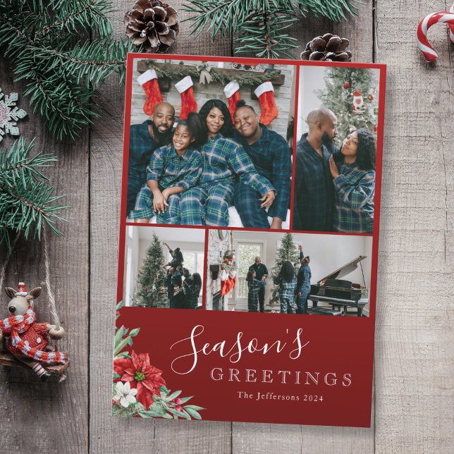 Weihnachten - Grüße Rote Familie Foto Weihnachten (Season's Greetings Red Family Photo Christmas Holiday Card)