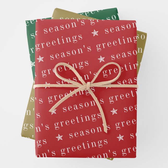 Weihnachten - Grüße Sterne Grün Gold Weihnachten Geschenkpapier Set (Beispiel)
