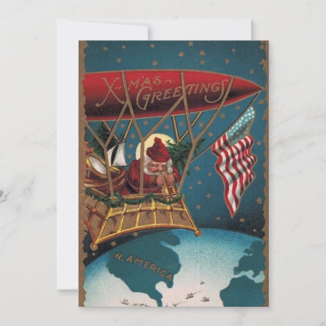 Weihnachten Grüße Vintag Patriotischer Weihnachtsm (Vorderseite)