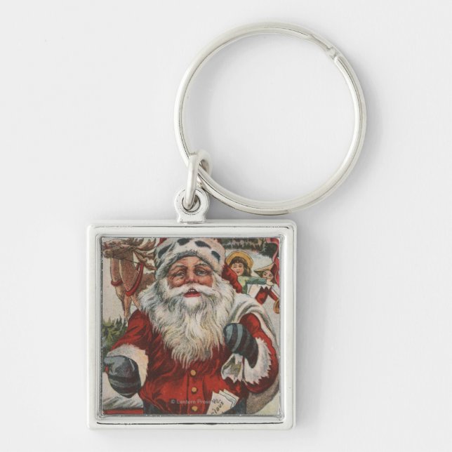 Weihnachten GrußWeihnachten mit Hirsch und Kindern Schlüsselanhänger (Vorne)