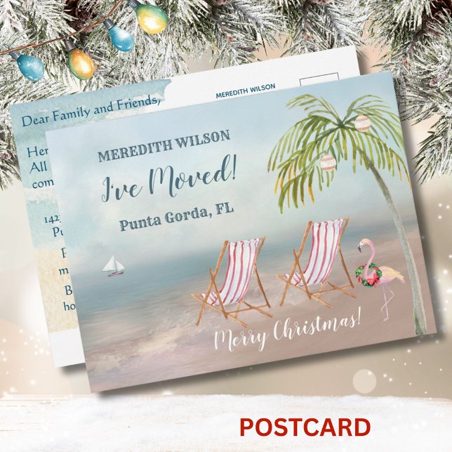 Weihnachten habe ich Wasserfarben Beach Moving Ankündigungspostkarte (Von Creator hochgeladen)