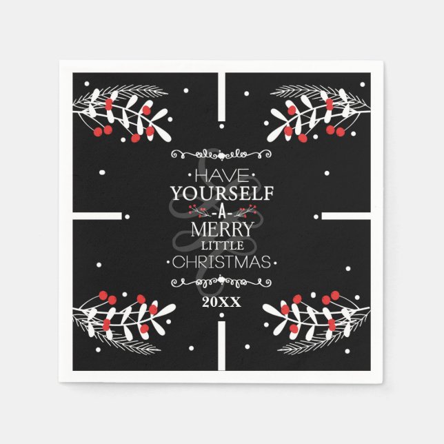 Weihnachten haben Sie sich selbst... Red Berries U Serviette (Vorderseite)