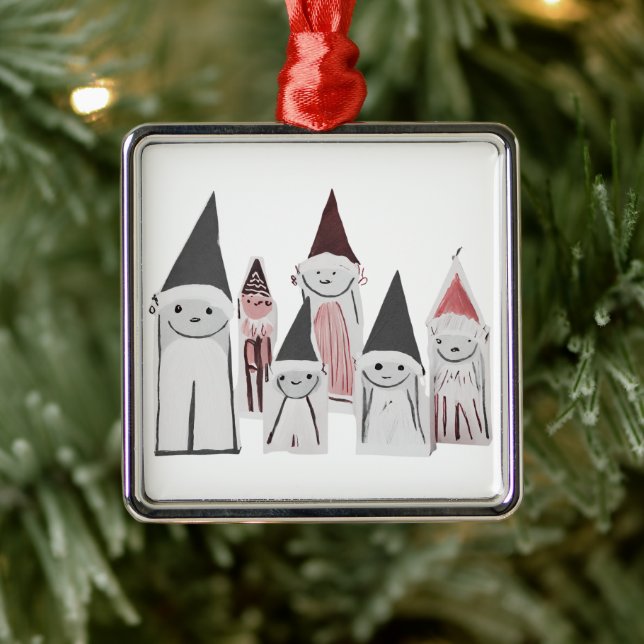 Weihnachten Hand Gezeichnet Niedliche Kleine Buchs Ornament Aus Metall (Baum)