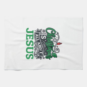 Weihnachten handelt von Jesus Design Geschirrtuch