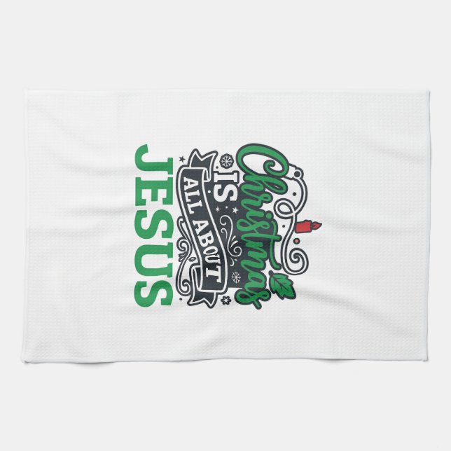 Weihnachten handelt von Jesus Design Geschirrtuch (Horizontal)