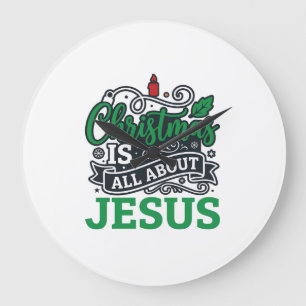 Weihnachten handelt von Jesus Design Große Wanduhr
