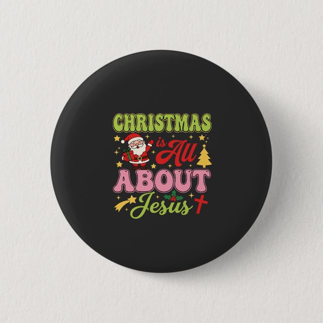 Weihnachten handelt von Jesus Retro Button (Vorderseite)