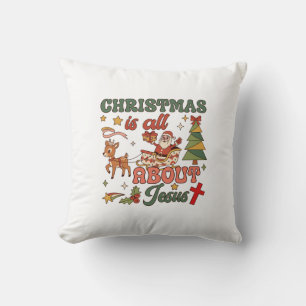 Weihnachten handelt von Jesus, Santa, Schlitten, R Kissen