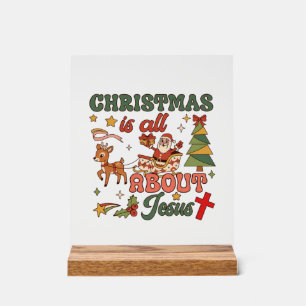 Weihnachten handelt von Jesus Santa Schlitten Rent Acrylschild