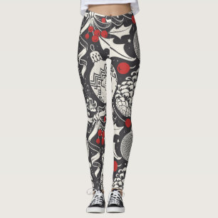 Weihnachten Handgezeichnet: Mistel Kiefern Nahtlos Leggings