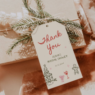Weihnachten Handgezeichnete Brautparty Dankeschön Geschenkanhänger