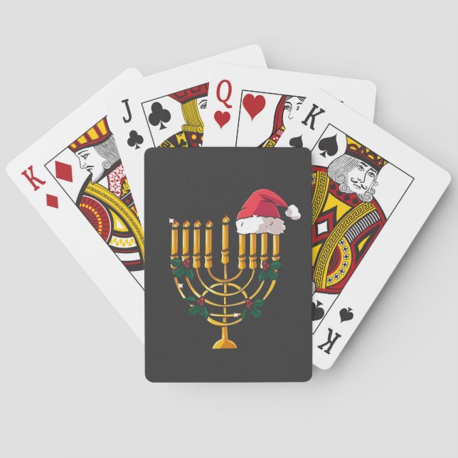 Weihnachten Hanukkah jüdisch Santa Menorah Spielkarten (Rückseite)