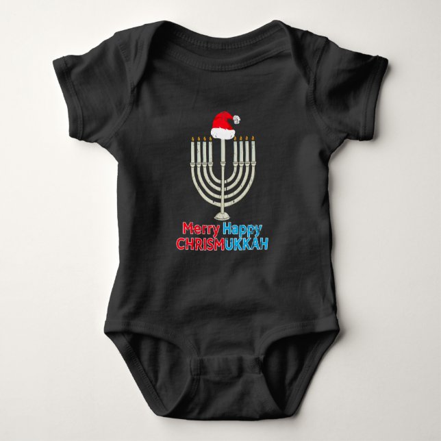 Weihnachten Hanukkah jüdische Menorah WeihnachtsWe Baby Strampler (Vorderseite)