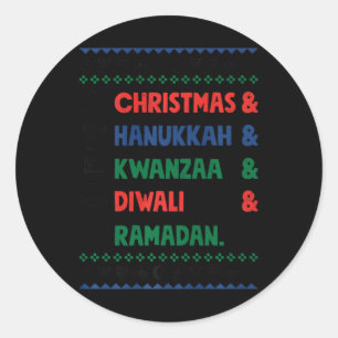 Weihnachten Hanukkah Kwanzaa Diwali Ramadan Funny Runder Aufkleber