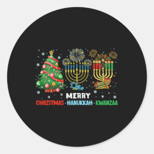 Weihnachten Hanukkah Kwanzaa glückliche Feiertage Runder Aufkleber