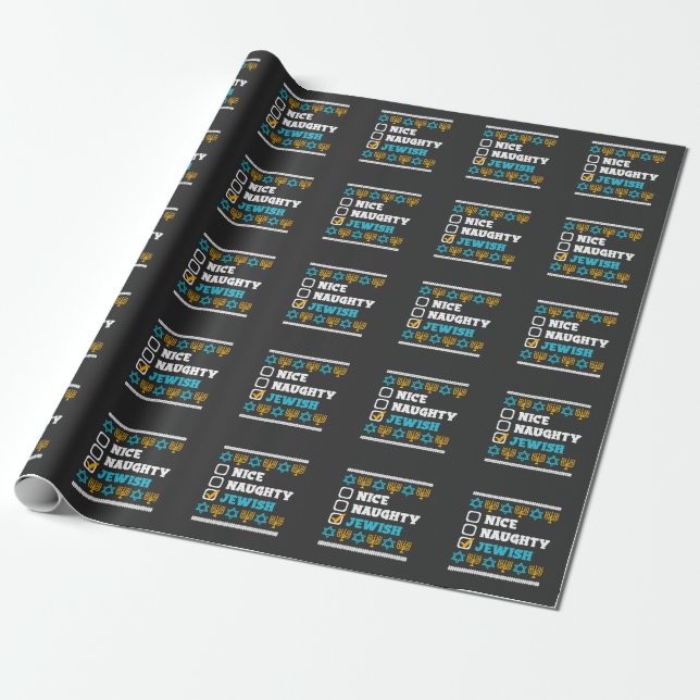 Weihnachten Hanukkah Naughah jüdische Menorah Geschenkpapier (Ungerollt)