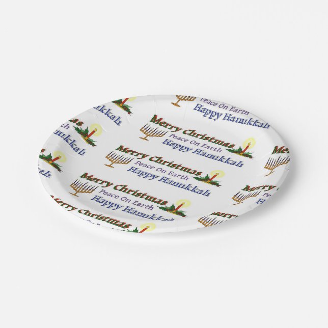Weihnachten Hanukkah Pappteller (Schrägansicht)