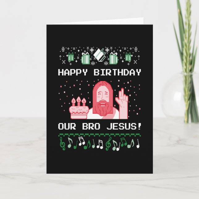 Weihnachten - Happy Birthday Bro Jesus Karte (Vorderseite)