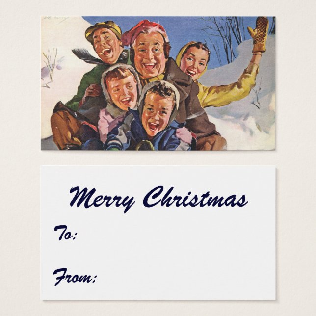 Weihnachten, Happy Family Rodeln Rodelbahn mit Aus (Vorne & Hinten)