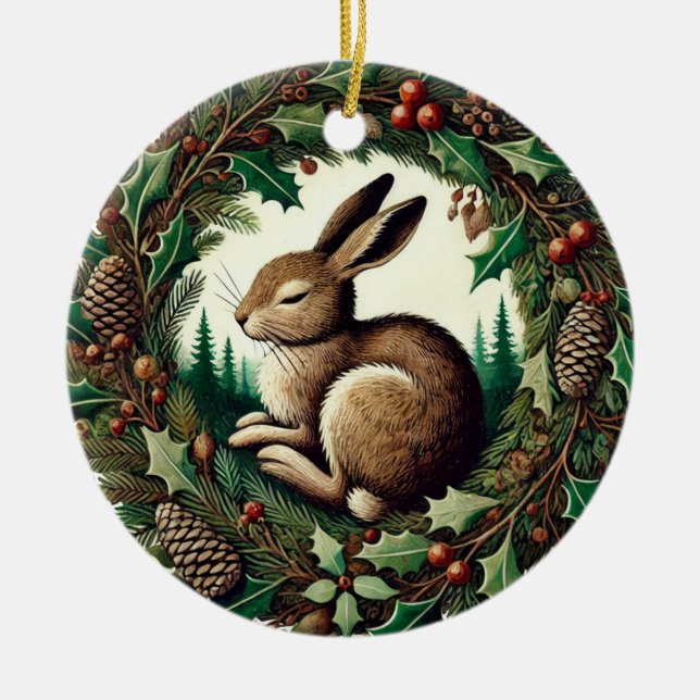 Weihnachten Hare Keramik Ornament (Vorne)