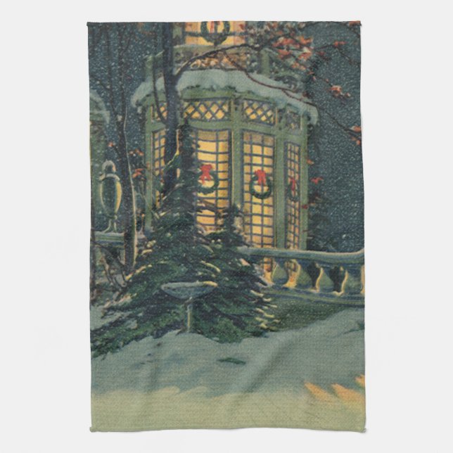 Weihnachten, Haus mit Kränen in Windows Geschirrtuch (Vertikal)