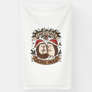 Weihnachten Hecke Umarme Igel Weihnachtsmann Hüte  Banner