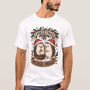 Weihnachten Hecke Umarme Igel Weihnachtsmann Hüte T-Shirt